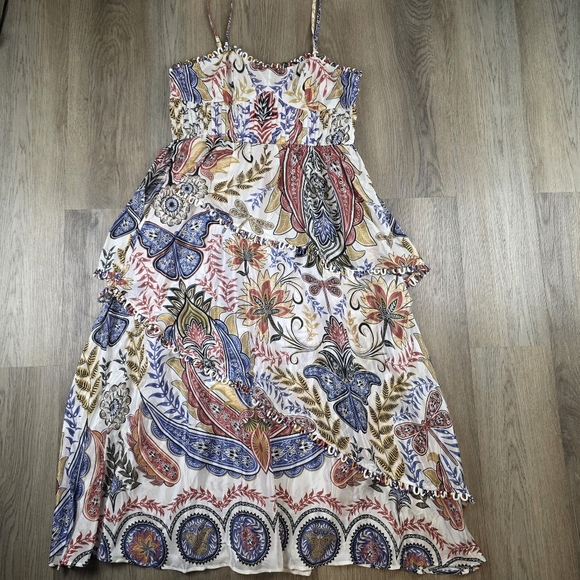 Farm Rio Off-White Boho Glam Loopy Trim Maxi Dress Size XL - Picture 6 of 11